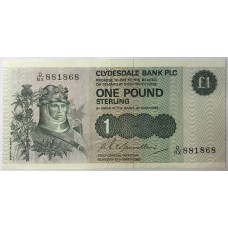 SCOTLAND 1982 . ONE 1 POUND BANKNOTE . CLYDESDALE BANK